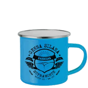 tazza in latta azzurra