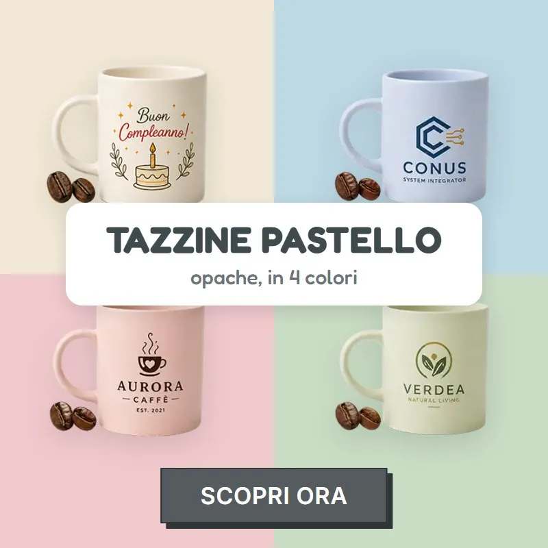Tazzine da caffè opache pastello: azzurro, verde, avorio e rosa